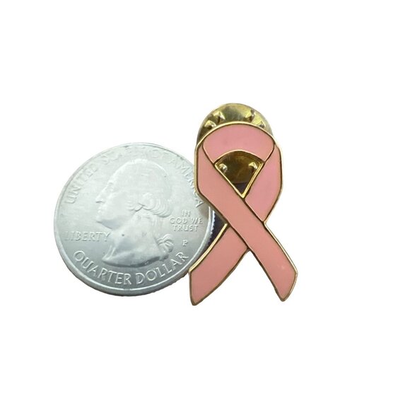 Pink Breast Cancer Awareness Ribbon Enamel Pin Brooch 1 inch - Picture 6 of 9
